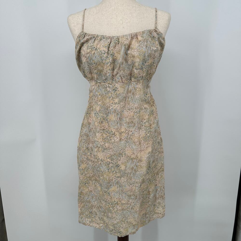 H&M Linen Blend Floral Open Tie Back Sleeveless Milkmaid Summer Dress New XL
